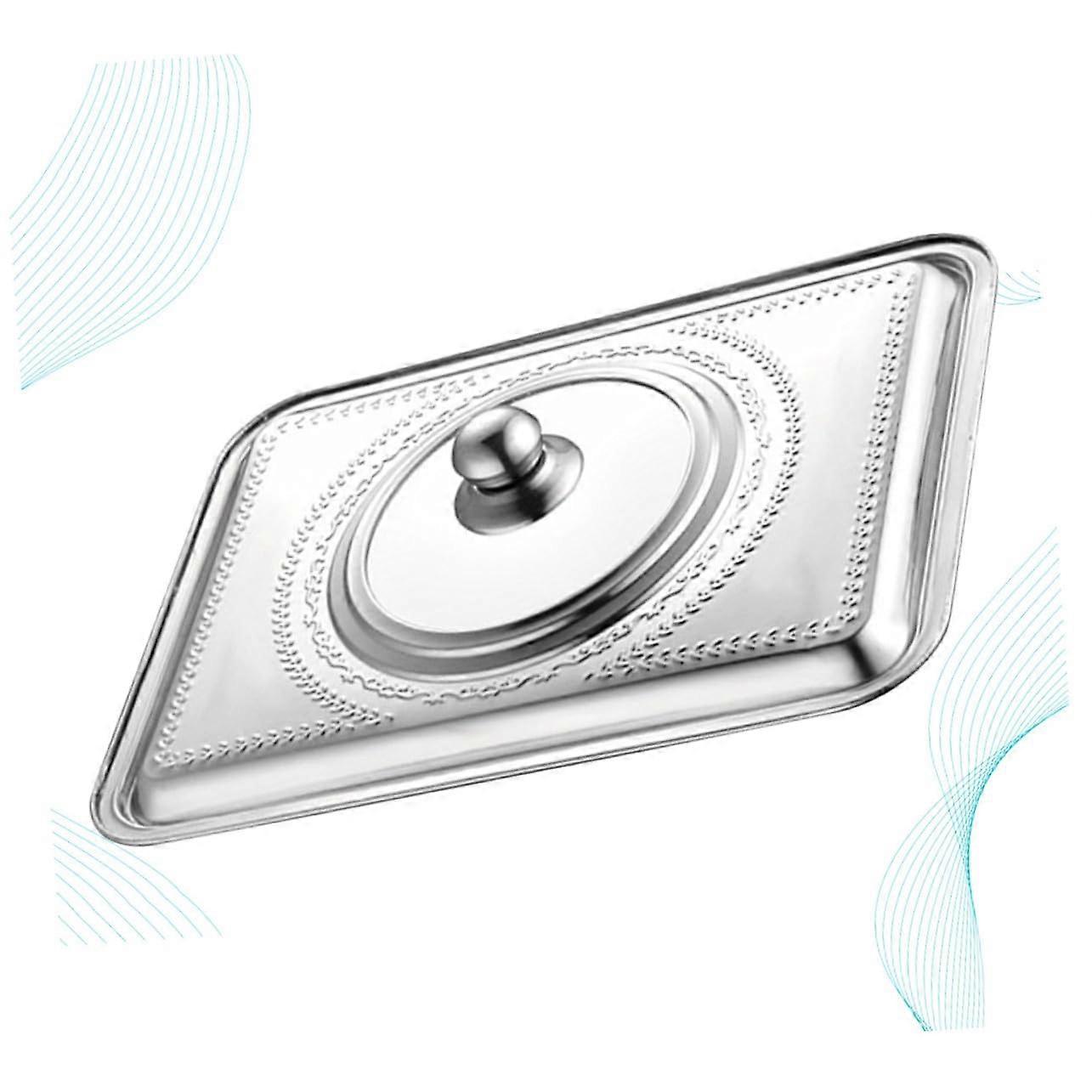 Stainless Steel Rectangular Pot Lid with AntiOil Splash Protection and Easy Lift Handle for Cooking