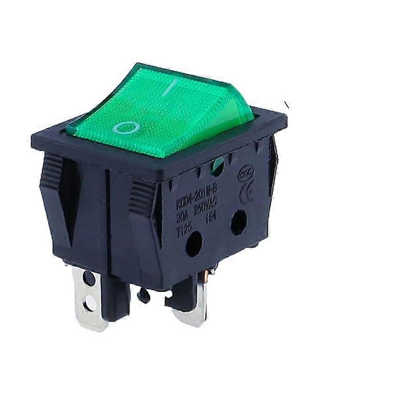 30A 250V AC Rocker Switch KCD4  Current Capacity 4 Pin Green with Durable Silver Contacts