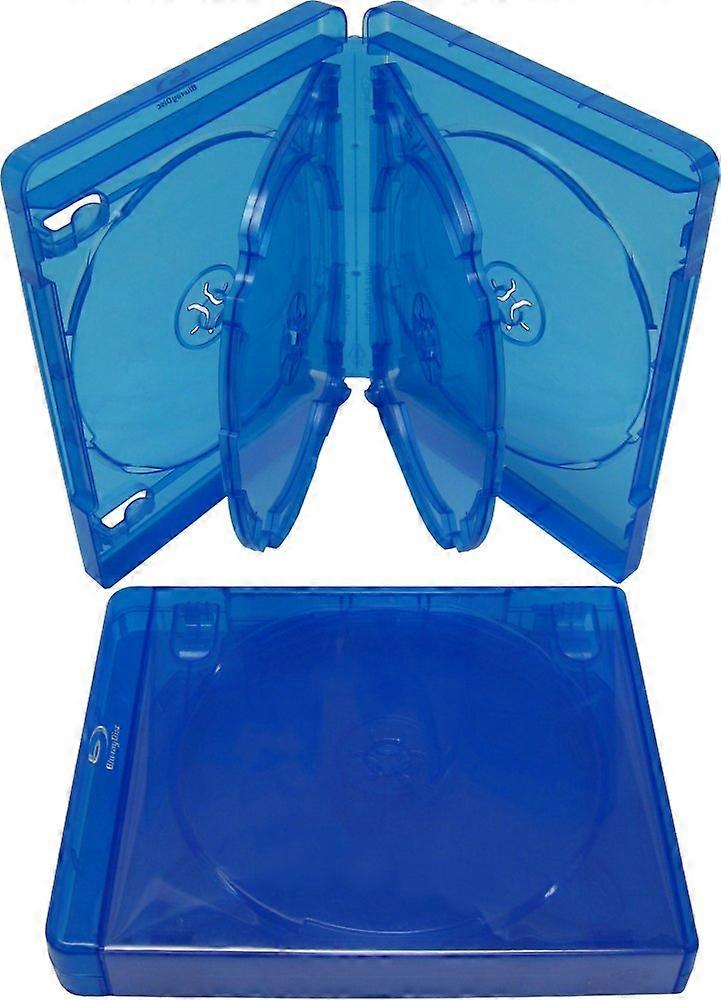 BluRay Disc Case 21mm Holds Six Discs with Clear Artwork Sleeve Blue Replacement DVD Case