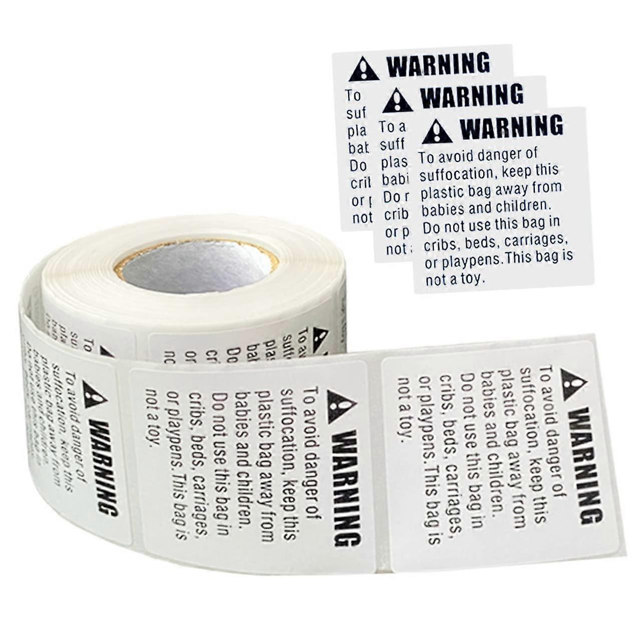Suffocation Warning Labels Roll with Clear Safety Text for Child Protection and Packaging Boxes