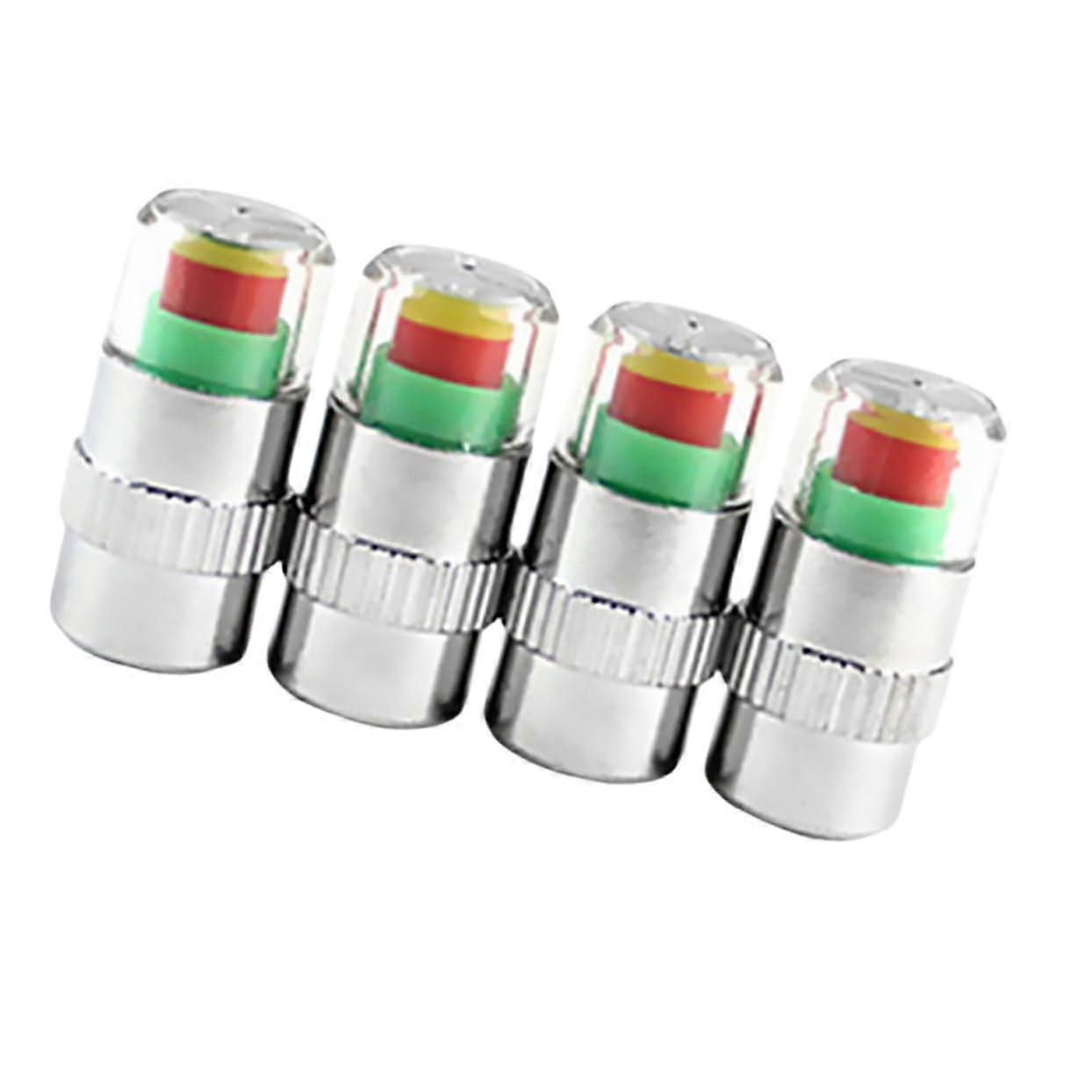 Tire Pressure Indicator Caps with ColorCoded Visual Check, 4pcs Car Tyre Valve Stem Dust Caps