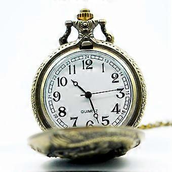 5X Large Bronze Embossed Chinese Style Nostalgic Retro Big Dragon Pocket Watch