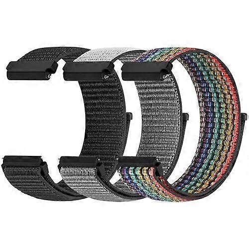 3 Pack Nylon Sport Loop Adjustable Breathable Strap for Fitbit Versa 2, Versa Lite SE