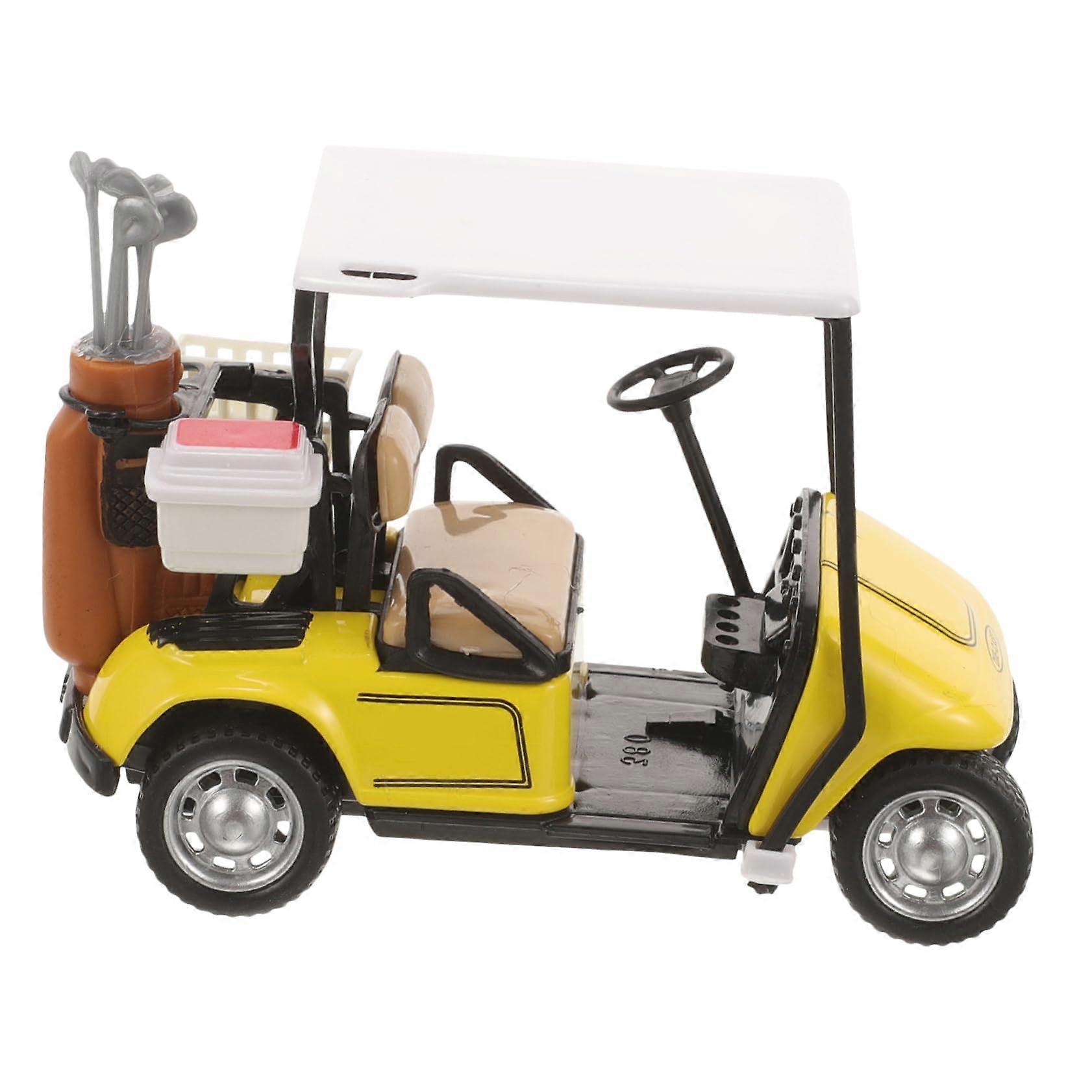 Diecast Golf Cart Model Pullback Action Mini Alloy Figurine Desk Decor Yellow