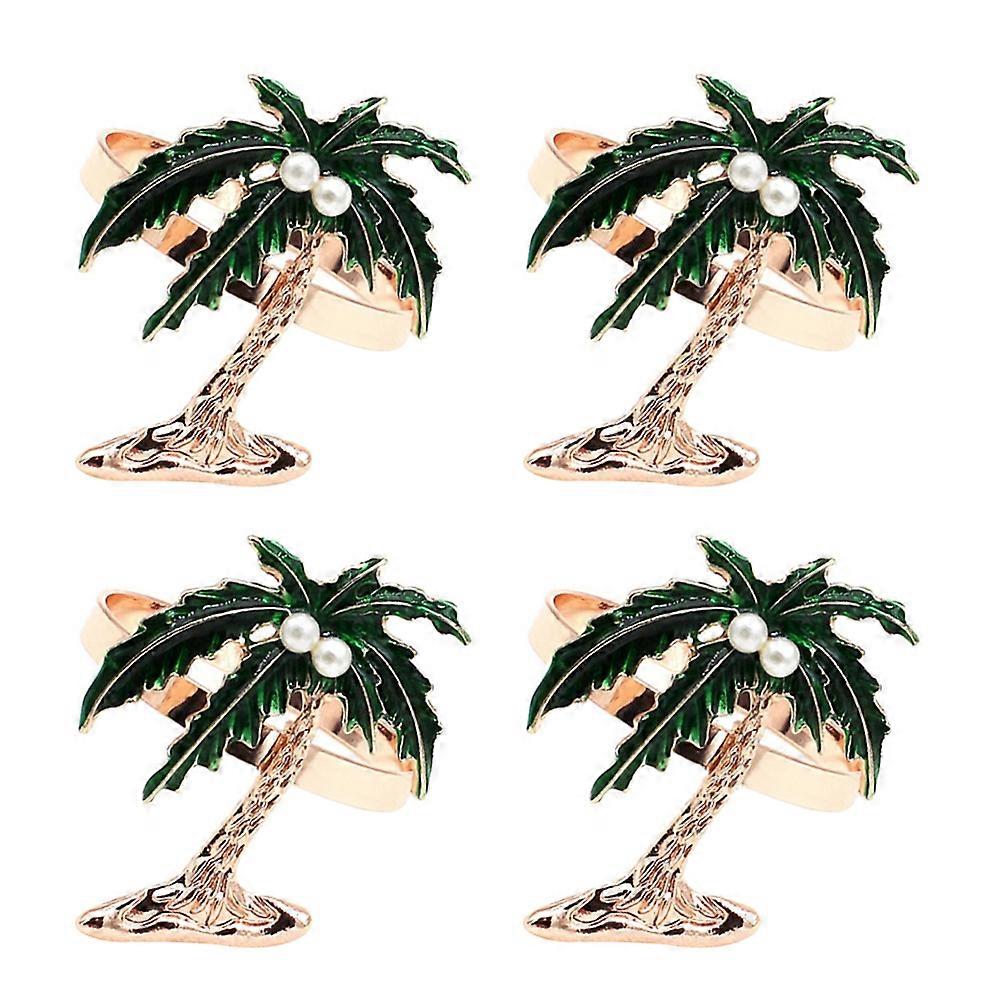 Golden Tree Napkin Buckle for Dining Table Napkin Ring 4Pcs
