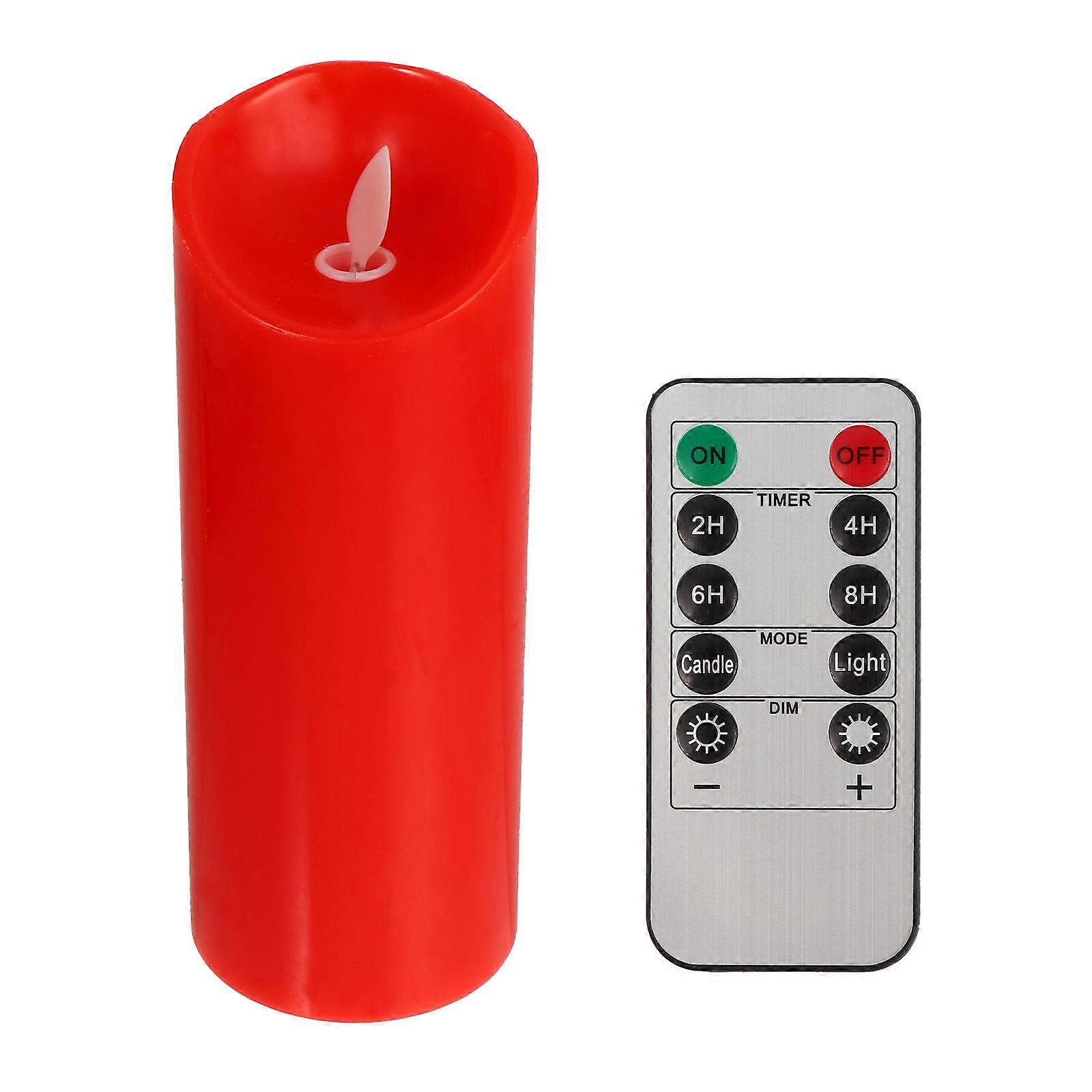 1Set Red Electronic Candle Lamp LED Flameless Candle with Remote