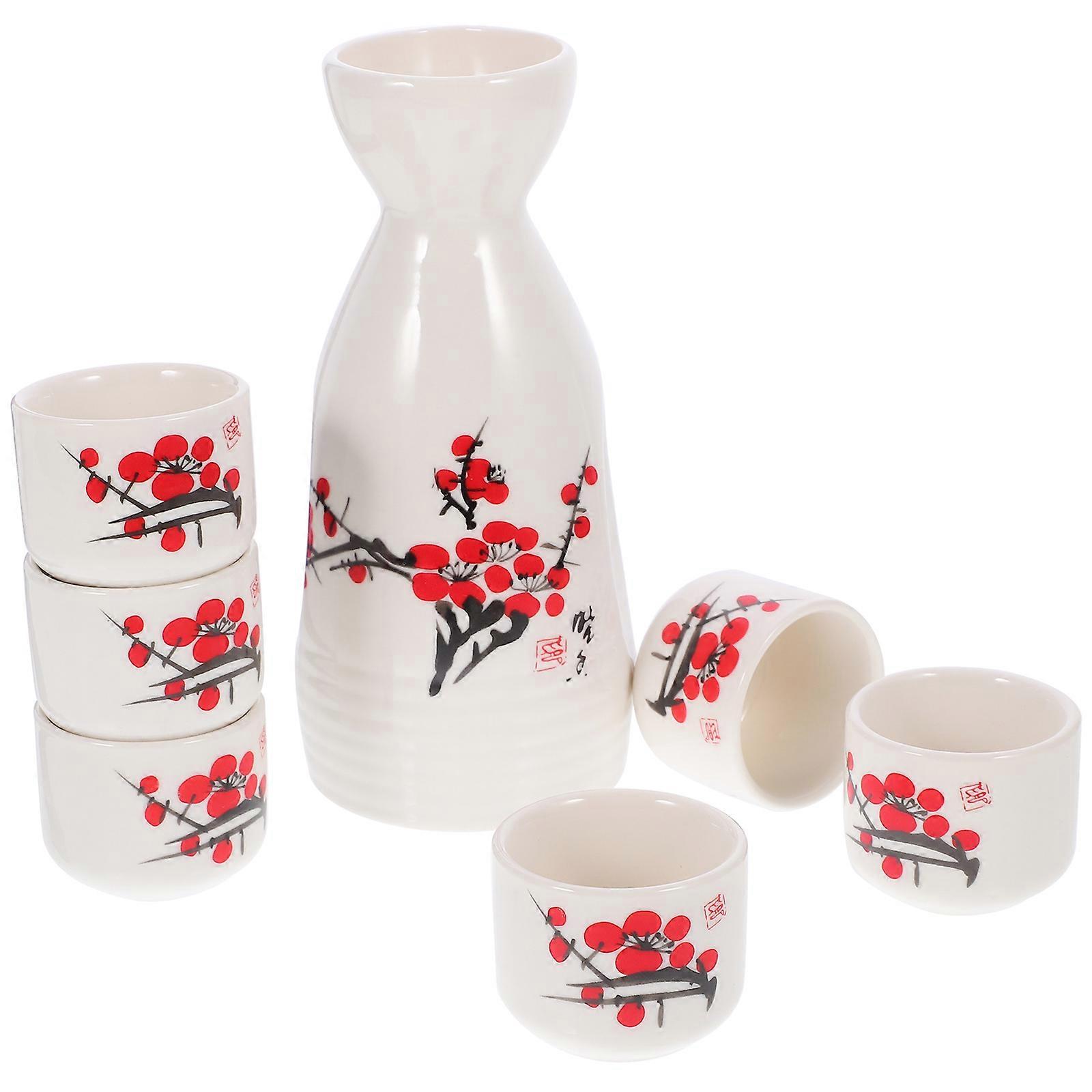 Delicate Sake Pot Ceramic Sake Cups and Pot for Home Use 1Set