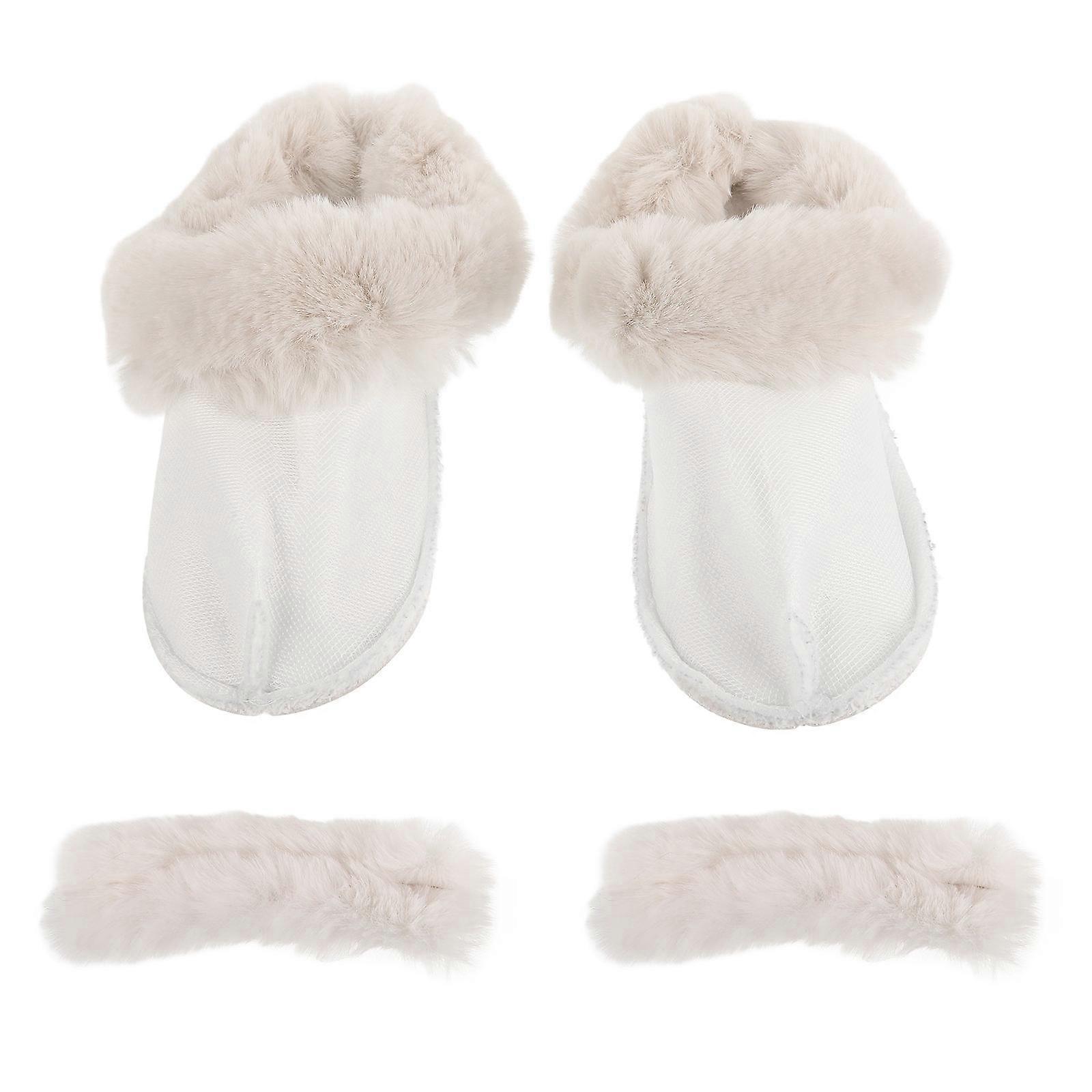 White Warm Plush Shoe Inserts for Winter Use 1Set Comfortable Liners