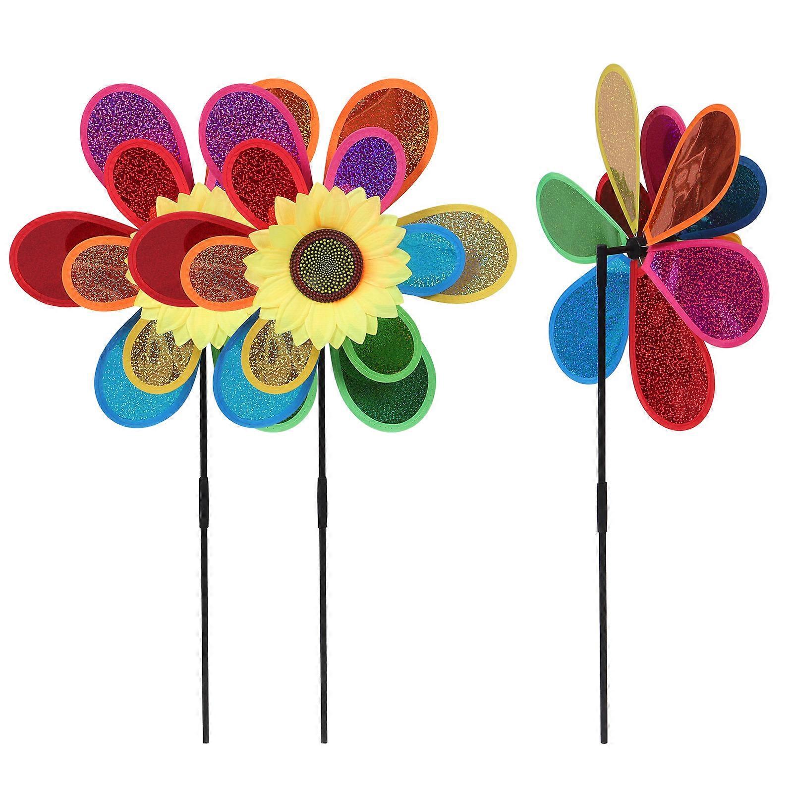Colorful Windmill Cartoon Windmill Ornament for Decor 3Pcs Set