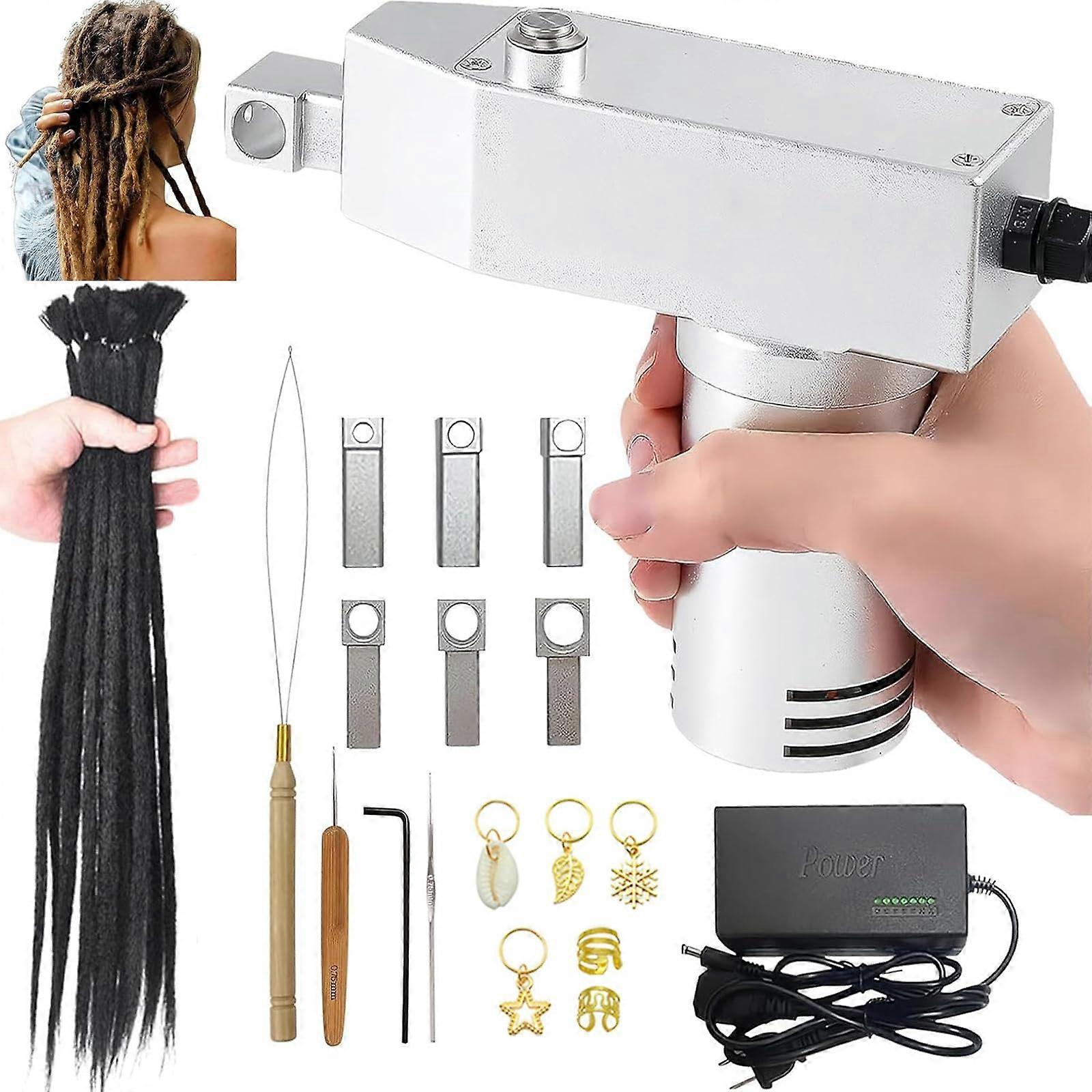Professional Electric Dreadlock Machine with Dual Hook Fast Locking, 7Speed Control, 6 Tips