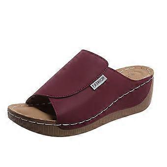 Ediodpoh Damesmode Effen Kleur Leren Teen Dikke Zool Casual Sandalen en Slippers Dames Slippers _001 6.5