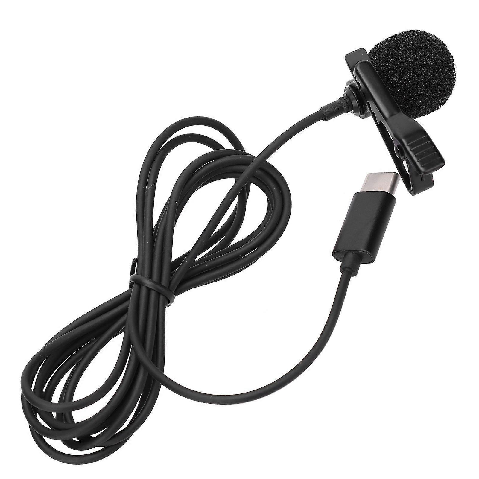 Lavalier Lapel Microphone Clip on Hands Free Wired Microphone Compatible With Typec Interface Device