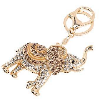 Elephant Keychain Rhinestones Key Ring for Decor 3Pcs Coffee Jewelry