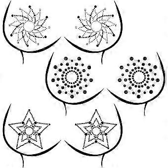 6 stuks strass tepelstickers met kristalglitter, tepelbedekkingen, sexy borstbedekkingen, tepelbedekkingen