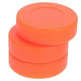 3Pcs Hockey Pucks Outdoor Hockey Puck Balls Replacement for Game (Orange)