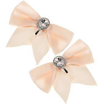 Bow Shoe Clips Decorative Shoe Buckles for Wedding Shoes 2Pcs Beige