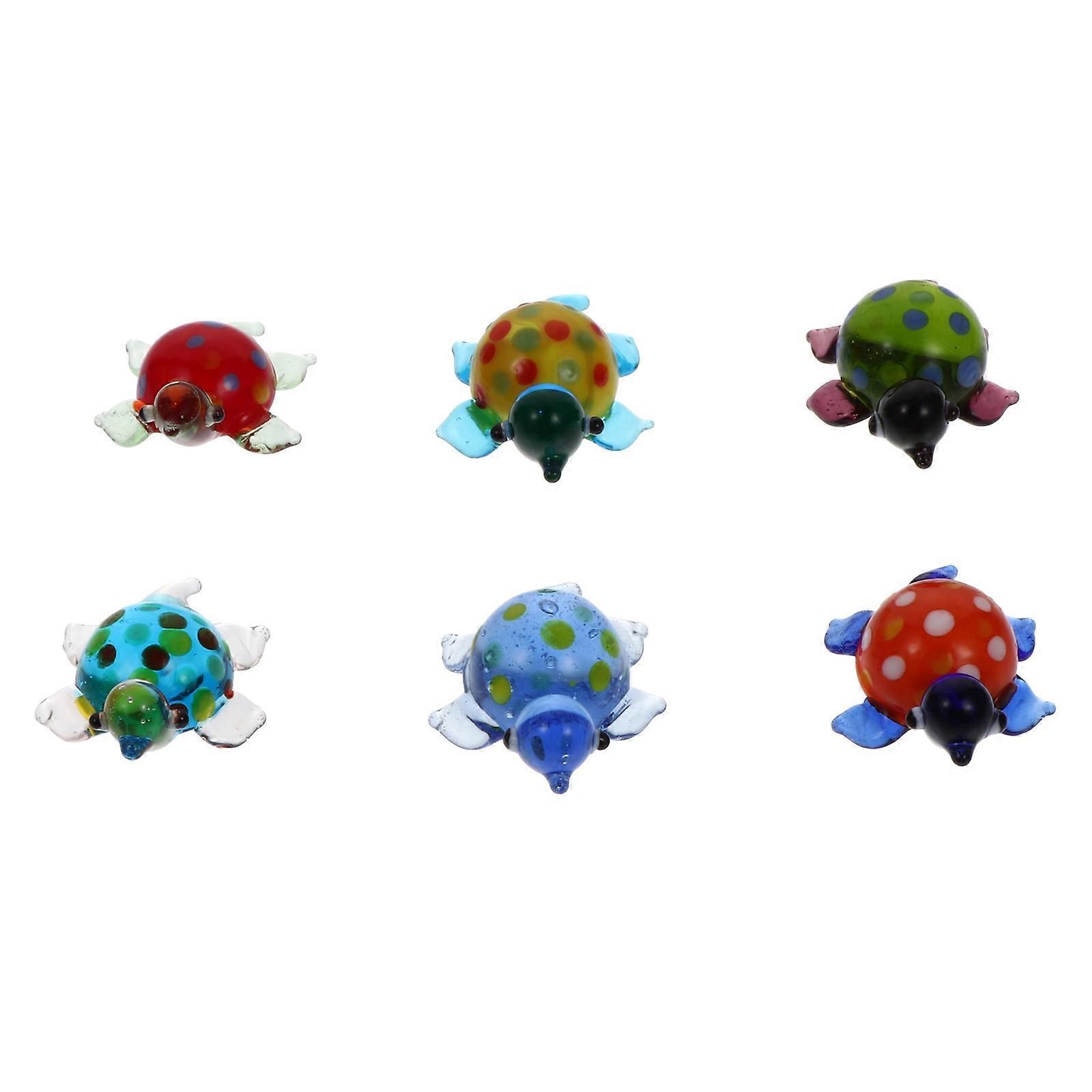Decorative Turtle Glass Turtle for Fish Tank Practical 6Pcs Mini Set