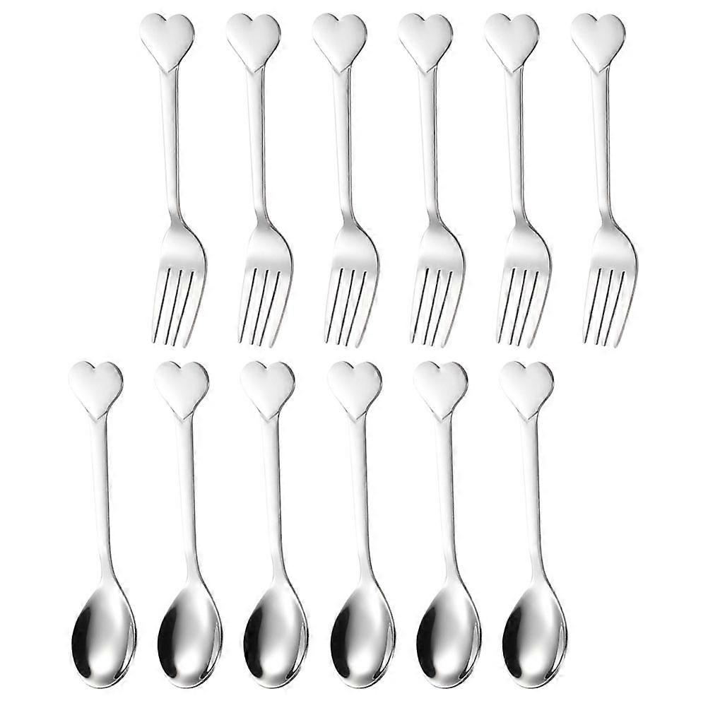 Silver Stainless Steel Multi-Function Dessert Spoon and Fork 5Sets