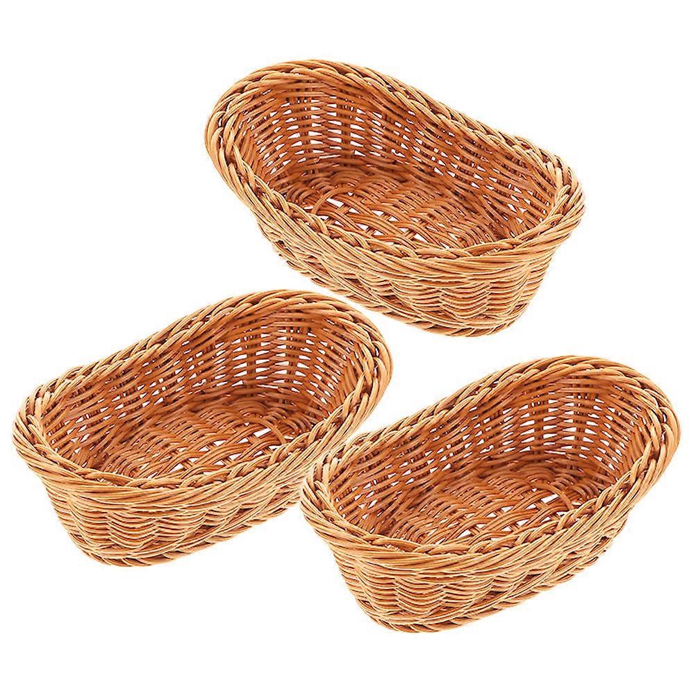 Zero Snack Storage Basket for Organization 3Pcs Hand Woven Bread Serving Baskets