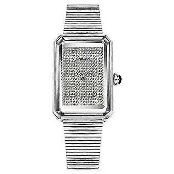 MOKAGO Women's Diamond Square Dial Stainless Steel Watch - Elegant Timepiece with Sparkling Crystal Face