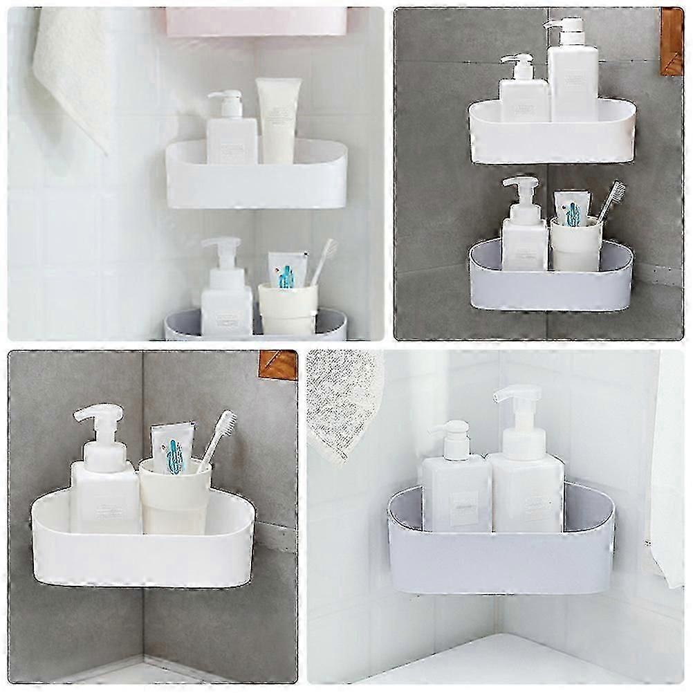 Wall Mount Storage Rack for Bathroom Use 2Pcs Simple Plastic Kitchen Shelf