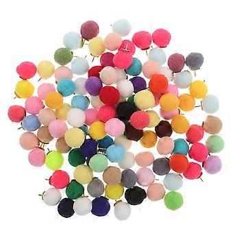 100pcs Pom Pom Punaises pour planche de liège mignon flou boule punaises décoratif moelleux punaises photo, affiche, carte, mémo Notes Holder Pinles pour Bulleti