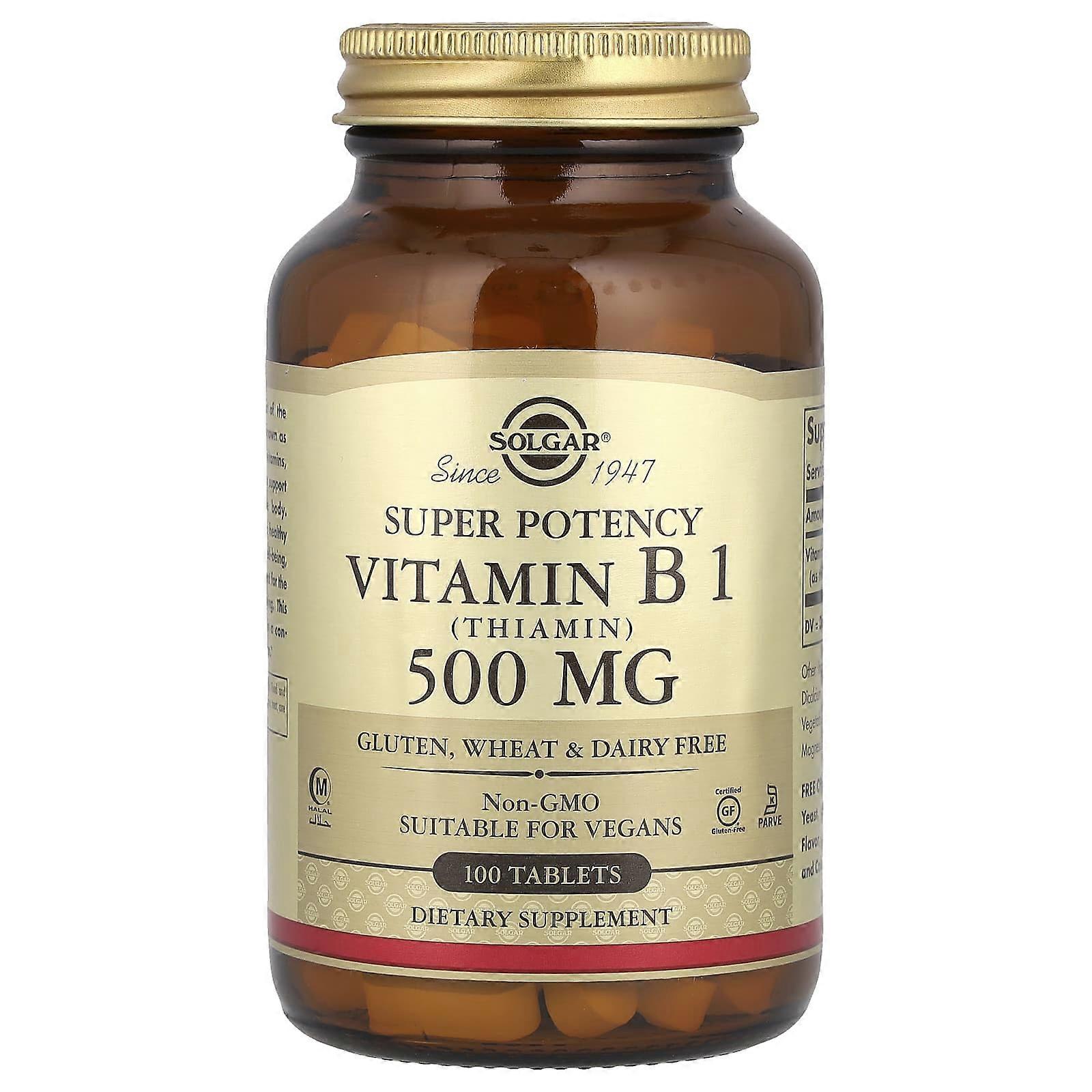 Solgar, Vitamin B1, 500 mg, 100 Tablets, 2-Pack