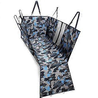 Upgraded 4-in-1 Dog Car Seat Cover - 100% Waterproof Blue Camo with Mesh Window & Storage Pocket