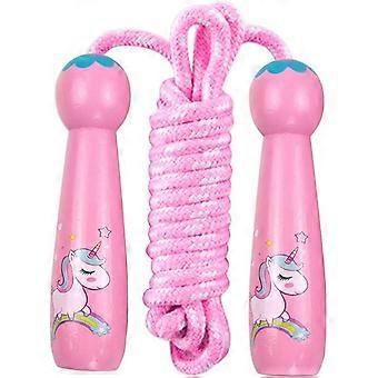 Dww-Kinder springtouw (roze eenhoorn), kinder springtouw met houten handvat, 2,5 m, kerst- of verjaardagscadeau