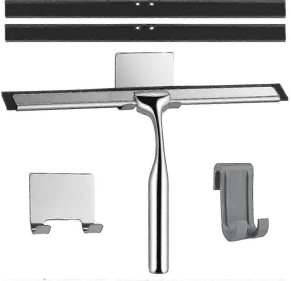 Shower Squeegee - Stainless Steel Shower Squeegee Without Drilling Wit