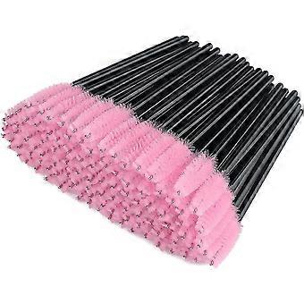 Disposable Eyelash Brushes Mascara Wands Eyebrow Castor Oil Brush Makeup Tool (black And Pink)100 Pcs