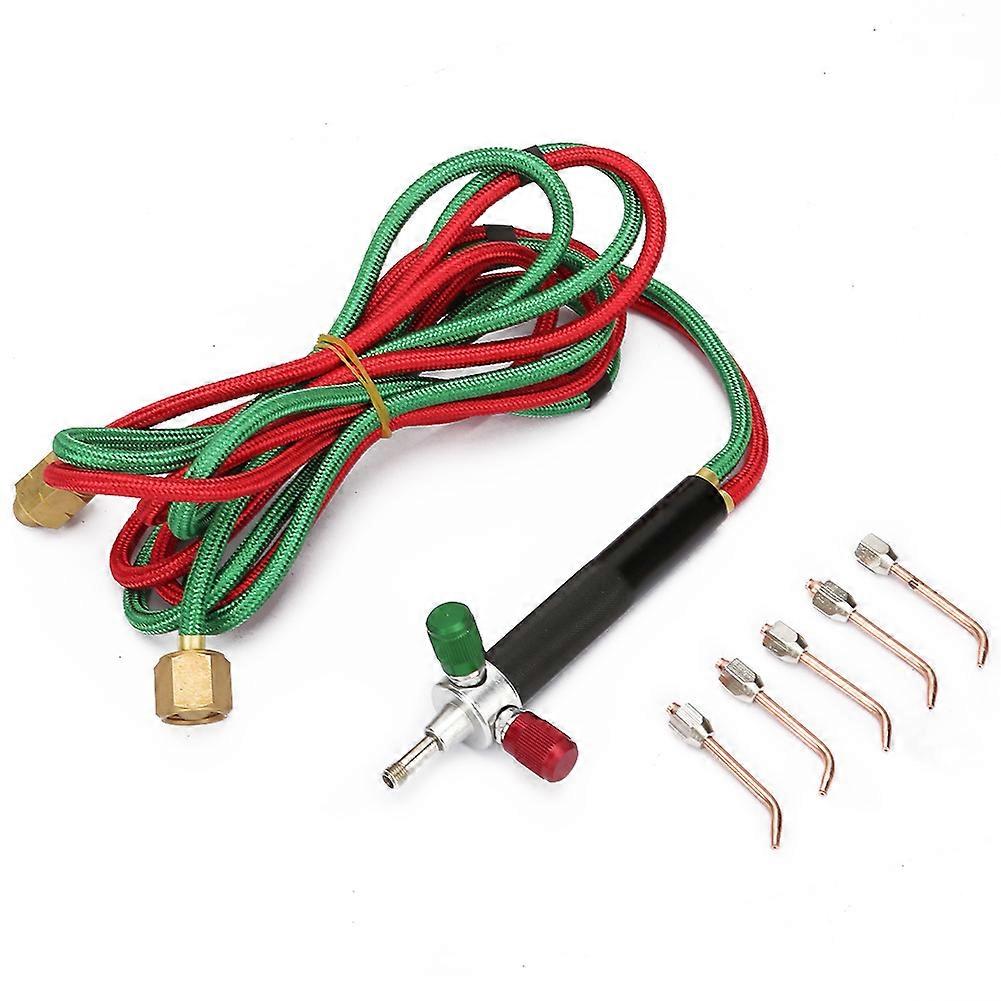 Mini Oxygen Gas Torch Acetylene Welding Soldering Gun Tool Kit 5Pcs Replaceable Tips