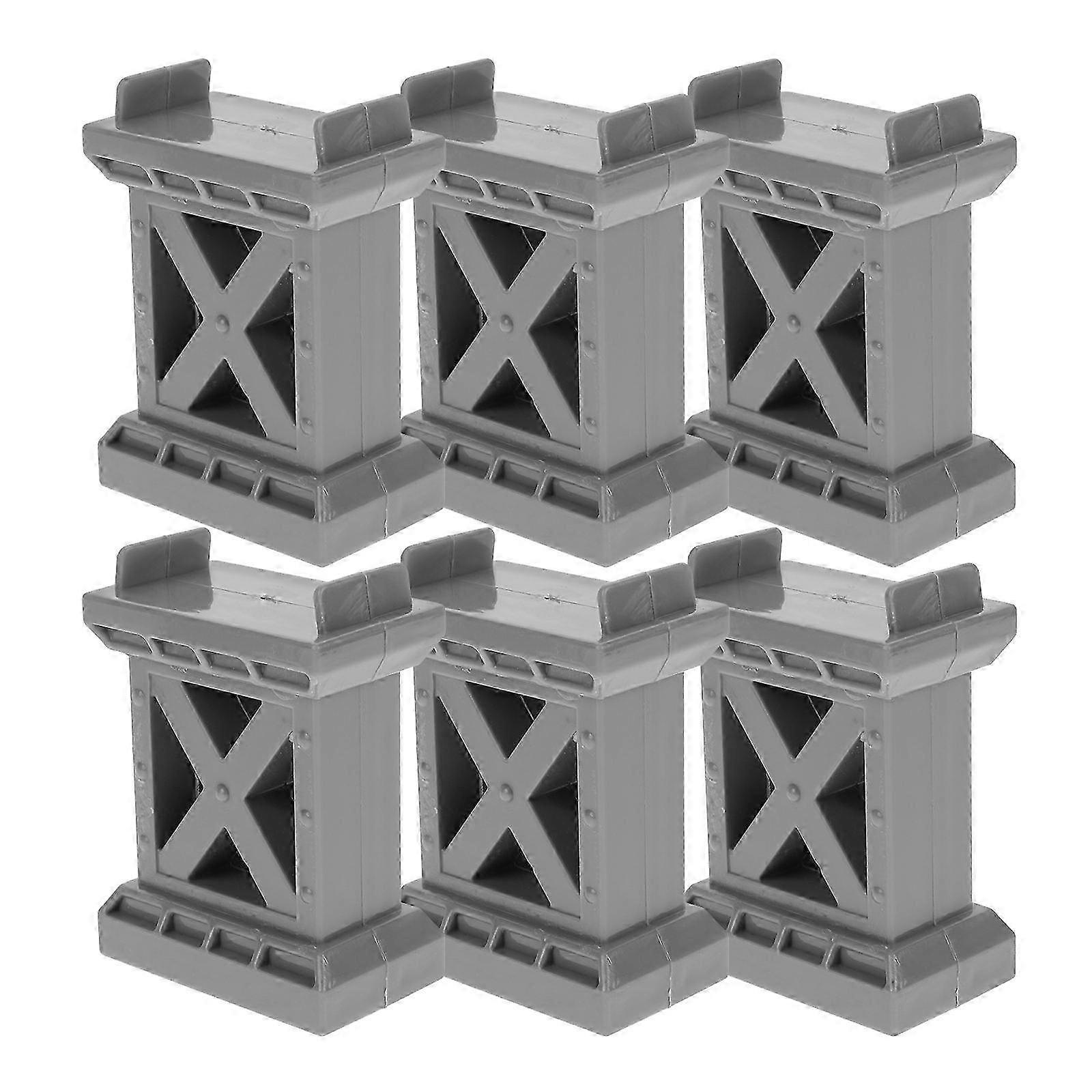 6pcs Train Bridge Pier High Level Blocks Track Riser Stabilizers Train Bridge Supports