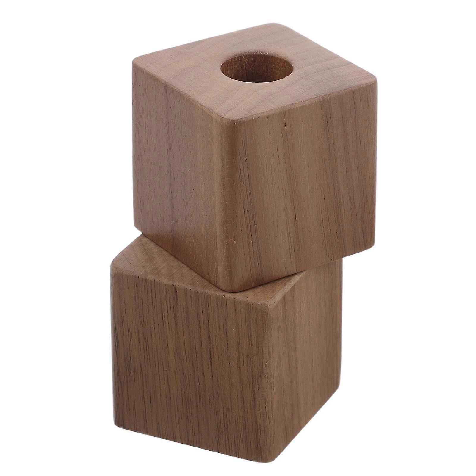 2Pcs Walnut Wood Pen Holder, Solid Desk Organizer for Office & Study