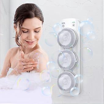 Electric Wall Mounted Back Scrubber with 3 Brush Heads, Adjustable Height, IPX7 Waterproof