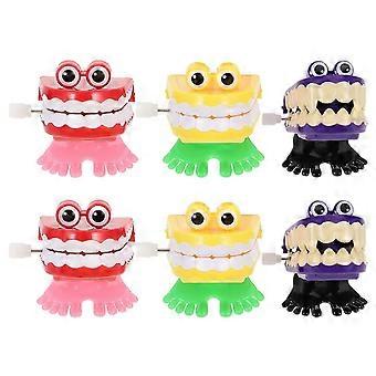 6pcs Halloween Wind-Up Toys: Funny Chattering Teeth with Eyes & Foot - Halloween Party Favors Novelty Gag Toy for Boys Girls - Birthday Party Favor XI