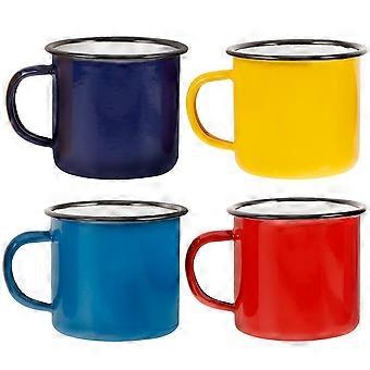 4pcs Vintage Enamel Mugs Enamelware Coffee Mugs Chinese Traditional Water Mugs