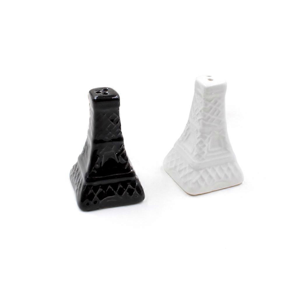 Seasoning Containers Ceramic Spice Jar 2Pcs Eiffel Tower Kitchen Use