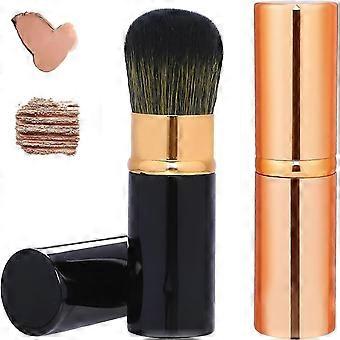 Retractable blush brush with cap, 2-pack, travel size, suitable for Kabuki bronzer, liquid foundation, pressed powder, loose powder, etc., professiona