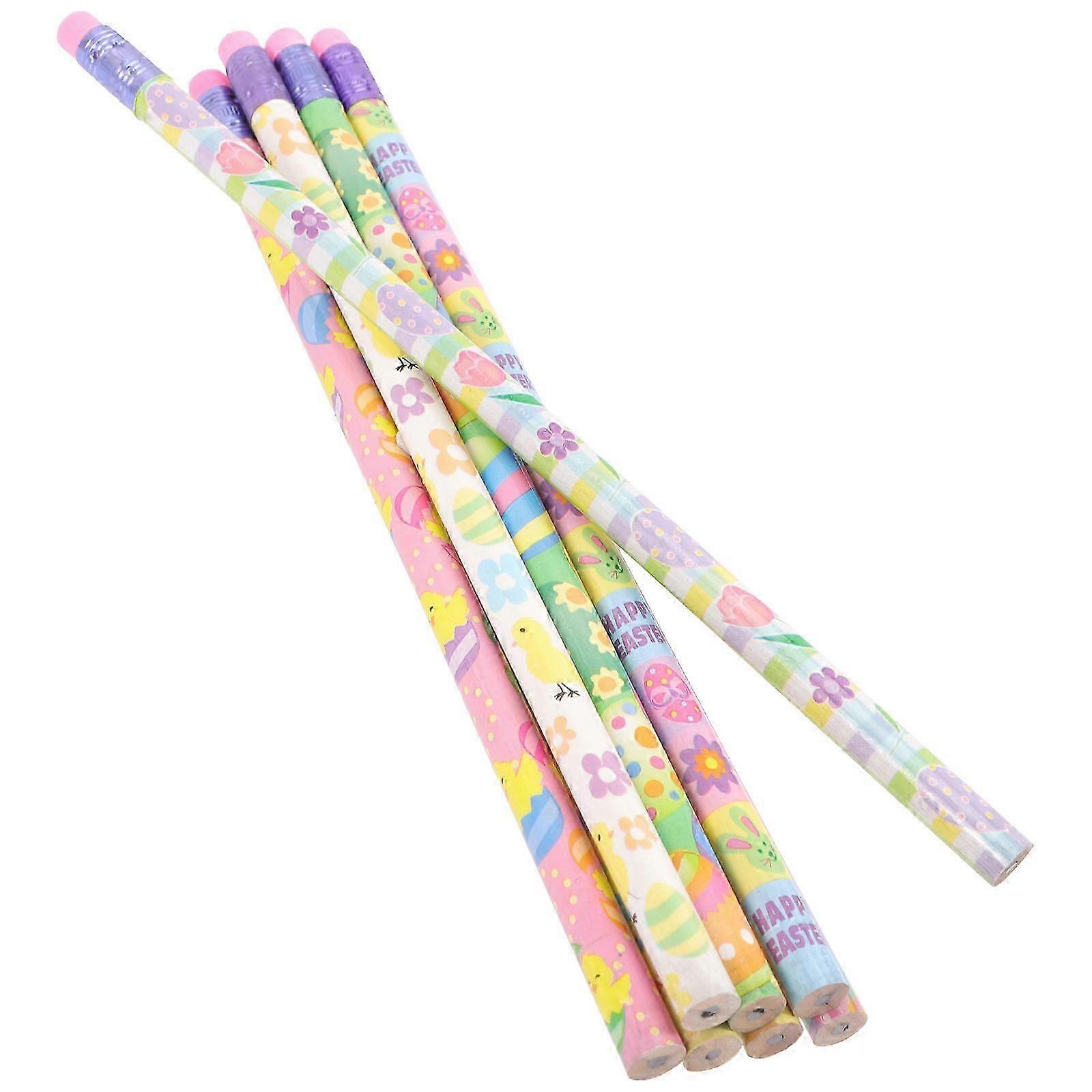 Colored Pattern Easter Pencils for Writing 50 Pieces Wood Student Stationery