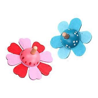 Wooden Gyro Toys Mini Rotating Toys for Kids 2Pcs Colorful Design