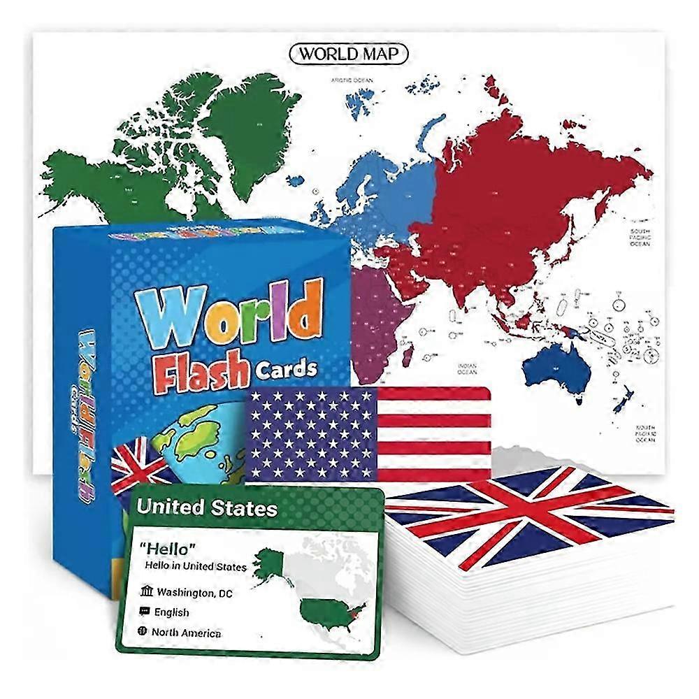 Cartes-éclair des drapeaux du monde : 245 cartes de drapeaux de pays – Jeu éducatif pour enfants et adultes (GMg)