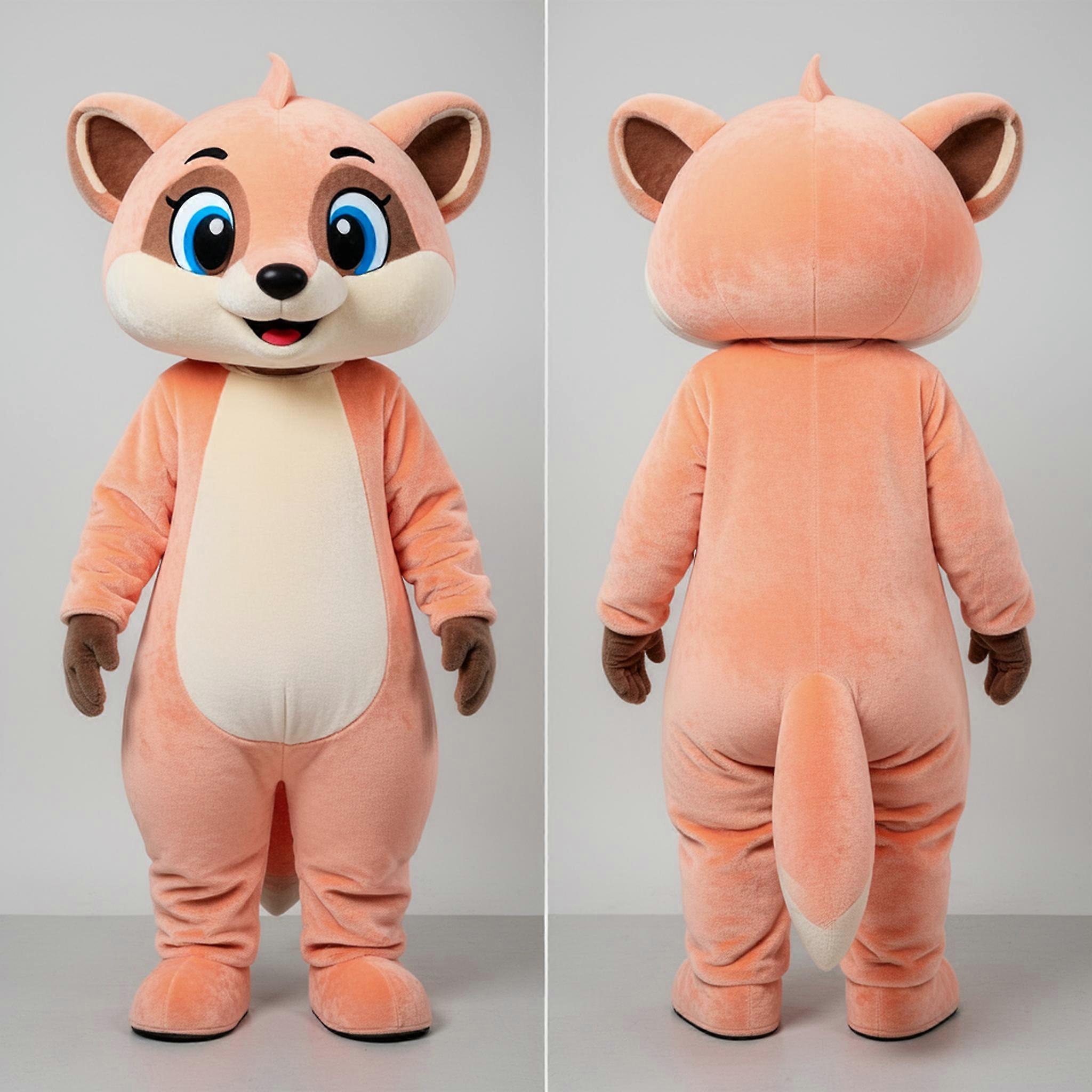 MASTICOT Peach Fluffy Cartoon Mongoose Mascot