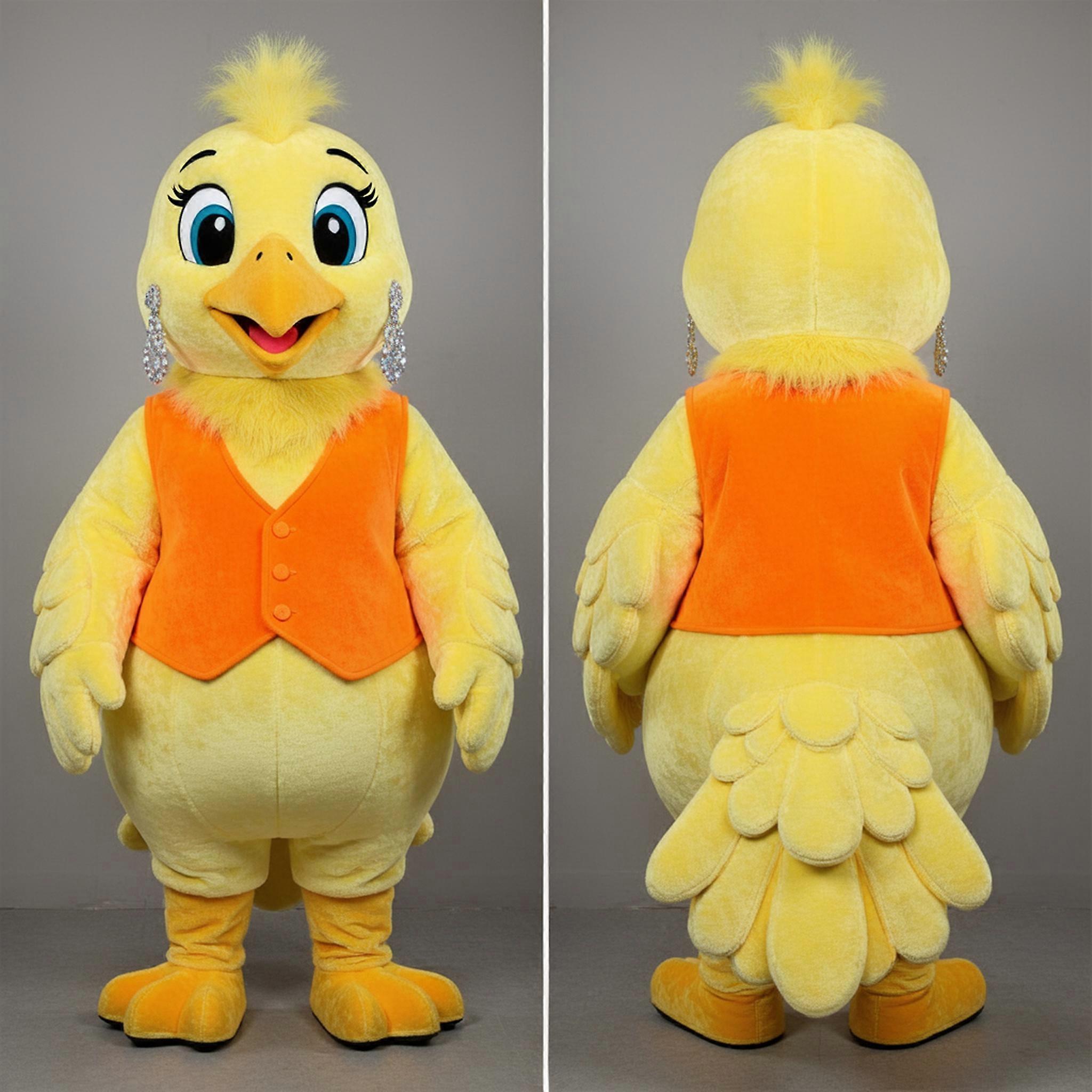 MASTICOT Lemon Yellow Fluffy Dove Mascot