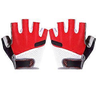 Red Half Finger Gloves for Bike Riding 1Pair Breathable Skid Resistance