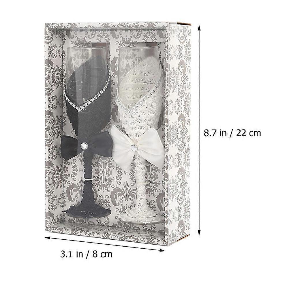 Wedding Wine Goblet Crystal Assorted for Decor 2Pcs