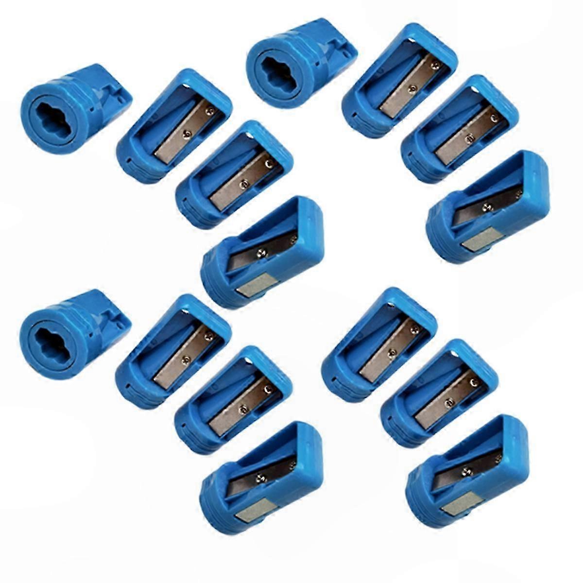 Manual Pencil Sharpener for Octagonal Carpenter Pencils, Blue, 15-Pack