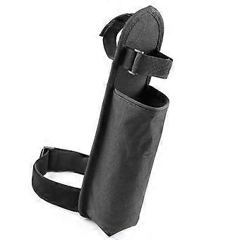 Black Textured Fabric Handle Carry Holder with Fit Control Wrap and Fastener, Wearable Belt and Leg Layout for Outdoor Travel and Stage Walks