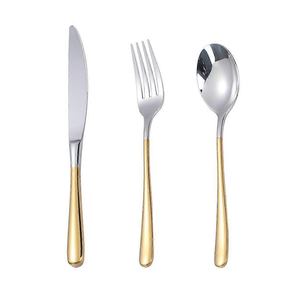 3pcs Cutlery Set Tableware Flatware Spoon Knife Fork Stainless Steel Silver