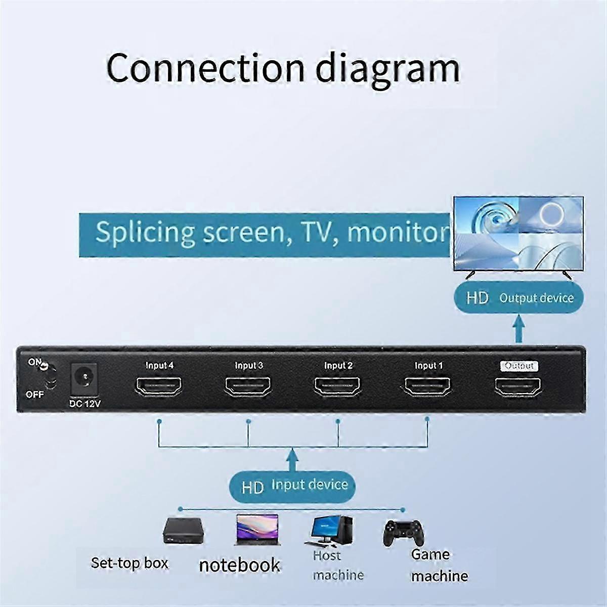 Screen Splitter Model Mv4341 Four Screen -compatible Splitter 4k Resolution 30hz Multi-function Splitter Uk Plug